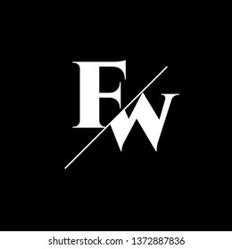 Initial Letter FW Monogram Sliced. Logo template isolated on black background