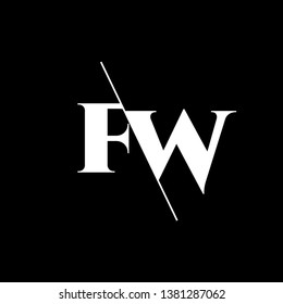 Initial Letter FW Monogram Sliced. Modern logo template isolated on black background