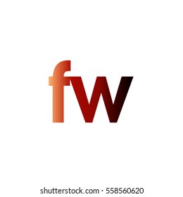 Initial letter FW red brown gradation color logo