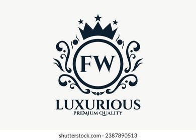 Initial  Letter FW Royal Luxury Logo template in vector art for luxurious branding  vector illustration.
