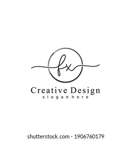 Letra inicial FX caligrafía logotipo escrito a mano. Alfabeto escrito a mano en la plantilla de logotipo. Letras y alfabeto para el diseño de su logotipo.