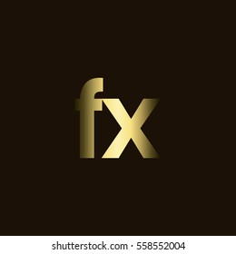 Initial letter FX gold with dark background logo