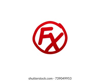 The initial letter FX handwritten logo