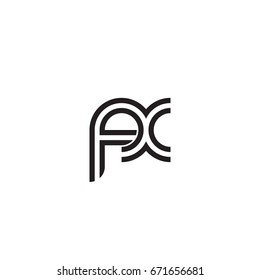 Initial letter fx, linked outline rounded lowercase, monogram black