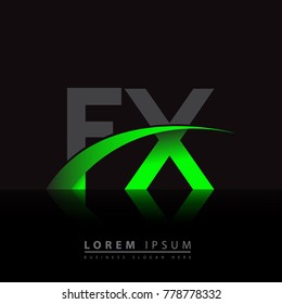 initial letter FX logotype company name colored green and black swoosh design. vector logo for business and company identity.
