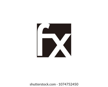 Initial letter fx lowercase logo black and white