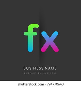 Initial Letter FX Lowercase Logo green, pink and Blue Modern and Simple Logo Design.