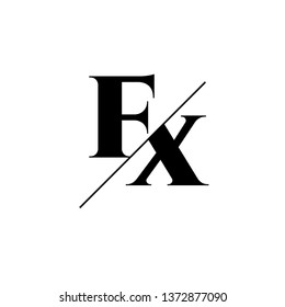 Initial Letter FX Monogram Sliced. Logo template isolated on white background