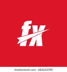 initial letter fx white logo in red background