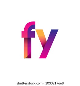 Initial Letter FY Logo Lowercase, magenta and orange, Modern and Simple Logo Design.