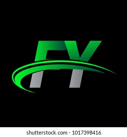 initial letter FY logotype company name colored green and black swoosh design. vector logo for business and company identity.