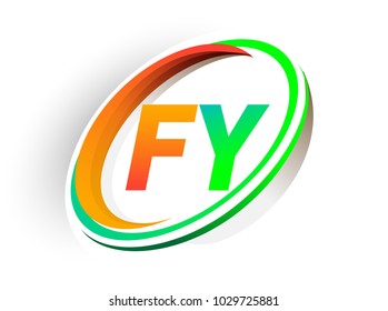 initial letter FY logotype company name colored orange and green circle and swoosh design, modern logo concept. vector logo for business and company identity.
