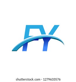 initial letter FY logotype company name colored blue and swoosh design. vector logo for business and company identity.