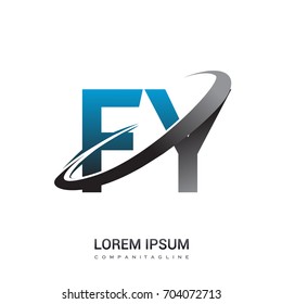 initial letter FY logotype company name colored blue and grey swoosh design. logo design for business and company identity.