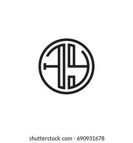 Initial letter FY, minimalist line art monogram circle logo, black color