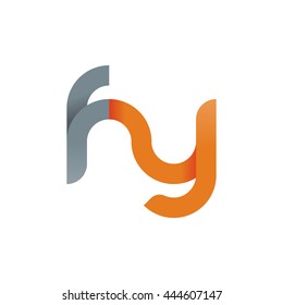 initial letter fy modern linked circle round lowercase logo orange gray