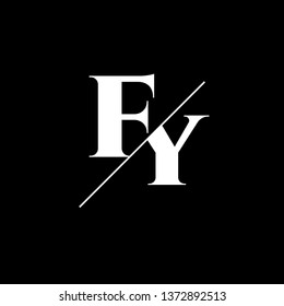 Initial Letter FY Monogram Sliced. Logo template isolated on black background