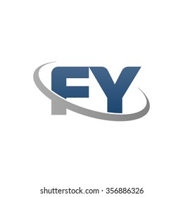 initial letter FY swoosh ring company logo blue gray