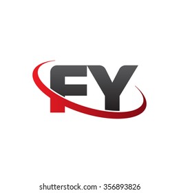 initial letter FY swoosh ring company logo red black