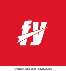 initial letter fy white logo in red background