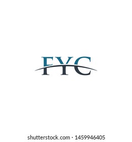 Initial letter FYC, overlapping movement swoosh horizon logo company design inspiration in blue and gray color vector