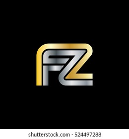 Initial Letter FZ AZ Linked Design Logo Gold Silver
