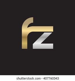 initial letter fz linked circle lowercase logo gold silver black background