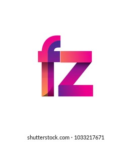Initial Letter FZ Logo Lowercase, magenta and orange, Modern and Simple Logo Design.