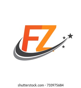 initial letter FZ logotype company name colored orange and grey swoosh star design. vector logo for business and company identity.