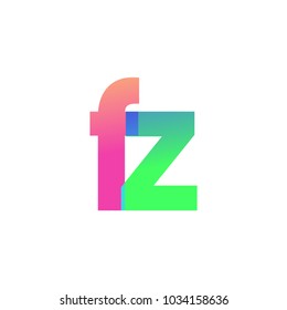 Initial Letter FZ Lowercase Logo green, pink and Blue, Modern and Simple Logo Design.