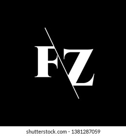 Initial Letter FZ Monogram Sliced. Modern logo template isolated on black background