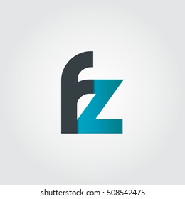 Initial Letter FZ Rounded Lowercase Logo Black Blue