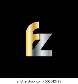 Initial Letter FZ Rounded Lowercase Logo Gold Silver