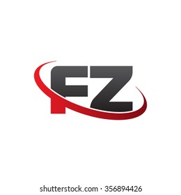 initial letter FZ swoosh ring company logo red black