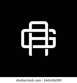 Initial letter G and A, GA, AG, overlapping interlock monogram logo, white color on black background