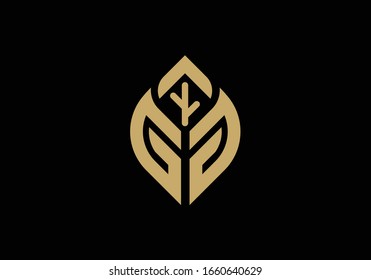 Initial letter G and G with abstract leaf logo sign symbol