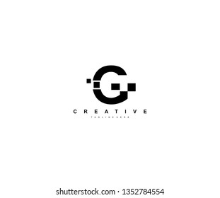 Initial Letter G Abstract Pixel Square Art Minimalist Logo