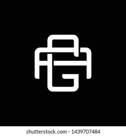 Initial letter A and G, AG, GA, overlapping interlock monogram logo, white color on black background