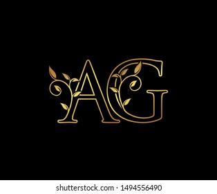 Initial letter A and G, AG, Gold Logo Icon,  
classy gold letter monogram logo icon suitable for boutique,restaurant, wedding service, hotel or business identity. 