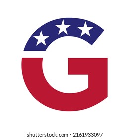 Initial Letter G American Logo for Business, Corporate and Company Identity. USA American Logo on Letter G Vector Template
