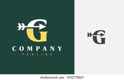 letra inicial logotipo de flecha G