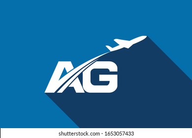 Initial Letter A and G with Aviation Logo Design, Air, Airline, Airplane and Travel Logo template.