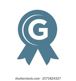 Initial Letter G Award Ribbon Symbol Vector Template