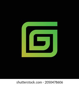 Initial Letter G ,G in background black , flat minimalist vector logo design