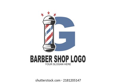 initial Letter G barber shop logo
