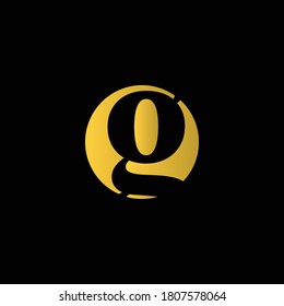 Initial Letter G in black color inside a gold circle