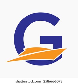 Initial Letter G Boat Logo Concept For Sailor Symbol Vector Template