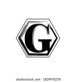 Initial Letter G Mit Brush-Effekt-Monogramm-Logo.