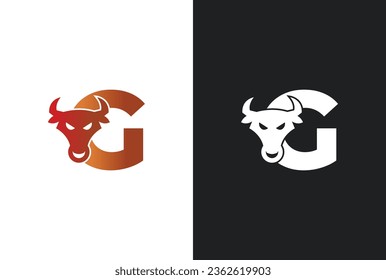 Letra inicial Diseño del logotipo del toro G. Diseño de logotipo de toros para la identidad de su empresa, marca e icono