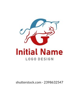 Initial Letter G of Bull Logo, starkes Bison Symbol Clip Art Vektorgrafik.
